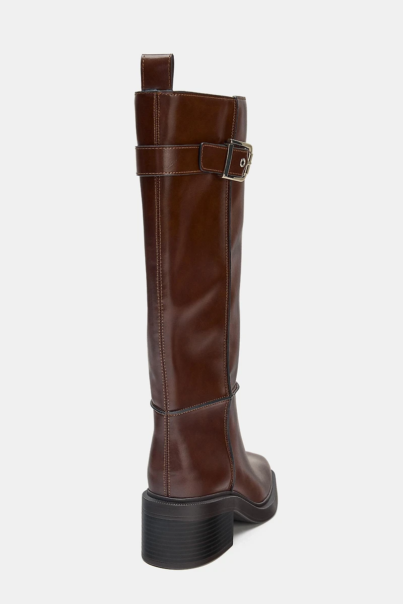 TOPSTITCHED HIGH-SHAFT BOOTS