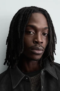 RELAXED FIT FAUX LEATHER OVERSHIRT