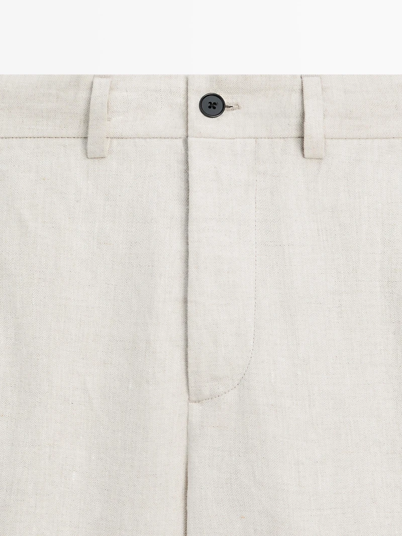 Pantalon léger à chevrons en lin
