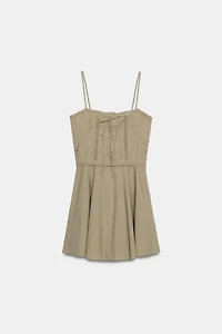EMBROIDERED POPLIN MINI DRESS