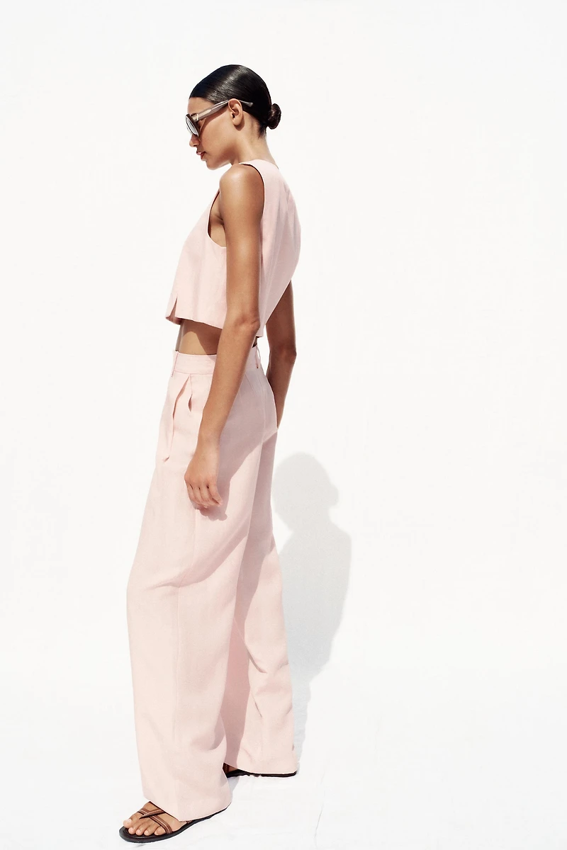 PLEATED WIDE LEG PANTS