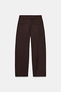 ZW COLLECTION CARROT WIDE LEG PANTS WITH BUCKLE