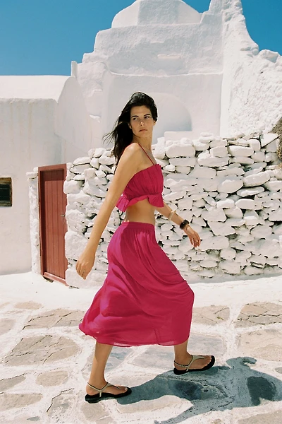 ELASTIC PRINT MIDI SKIRT