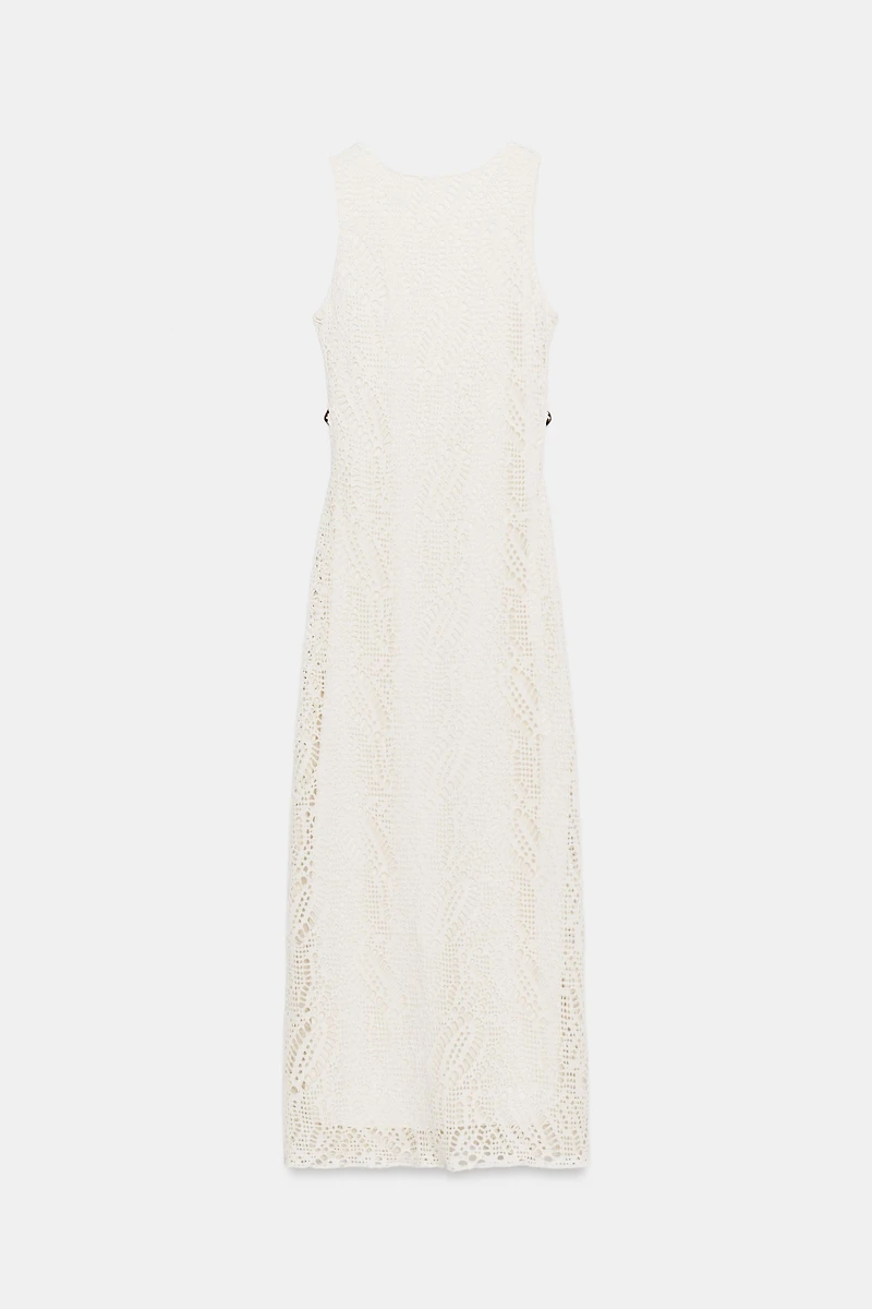 CROCHET TRIM MIDI DRESS