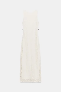 CROCHET TRIM MIDI DRESS