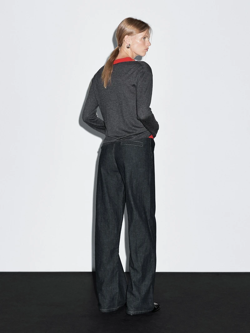 Straight-leg high-waist jeans