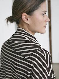 Cotton blend striped T-shirt with scarf detail
