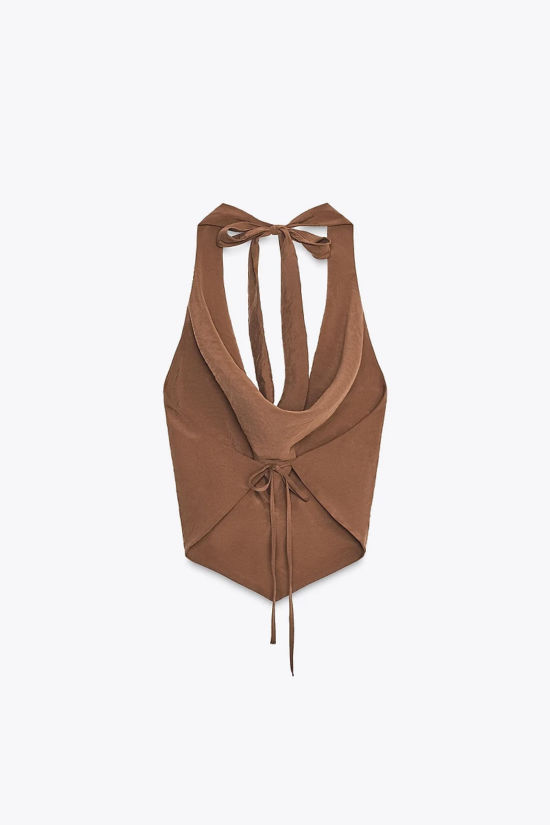 FLOWY DRAPED HALTER TOP
