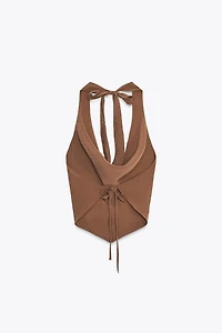 FLOWY DRAPED HALTER TOP
