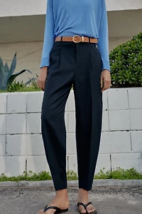 LINEN PANTS WITH BELT AND PLEATS