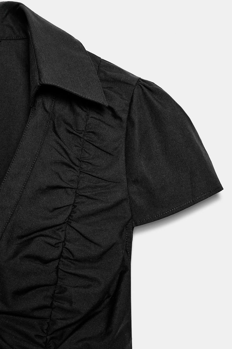 RUCHED POPLIN TOP