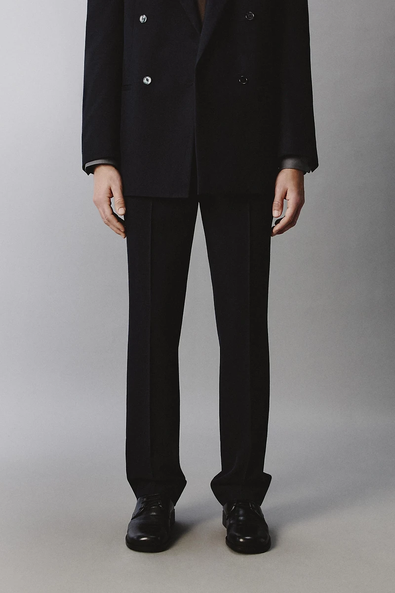 WOOL BLEND STRAIGHT FIT SUIT PANTS