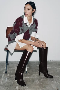 WIDE HEEL LEATHER BOOTS