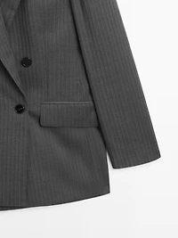Pinstripe cool wool blend suit blazer
