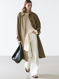 Oversize trench coat with check lining