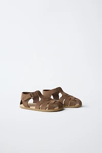 SANDALES EN CUIR STYLE PLAGE PIEDS NUS
