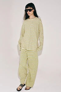 STRIPED COTTON AND LINEN PANTS