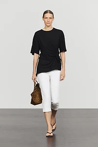 Asymmetric knot-detail T-shirt