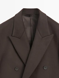 Long double-breasted wool blend coat - LIMITED