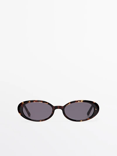 Tortoiseshell-effect mini oval sunglasses