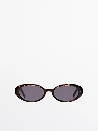 Tortoiseshell-effect mini oval sunglasses