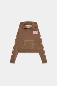 HOODED SWEATSHIRT WITH TEXT PRINT