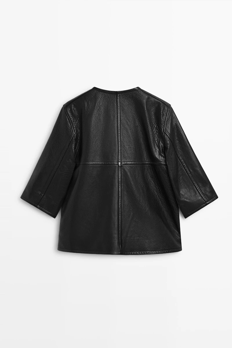 Veste courte en cuir nappa