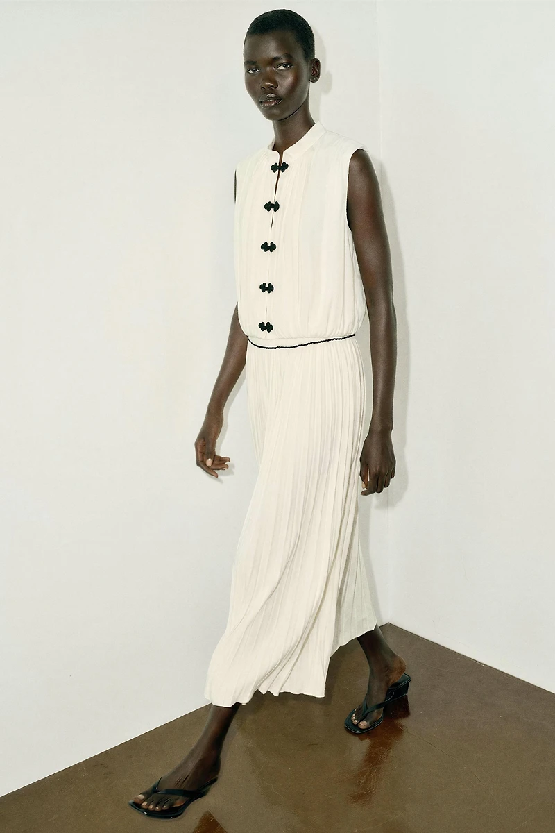 CONTRAST TRIM SATIN MIDI SKIRT