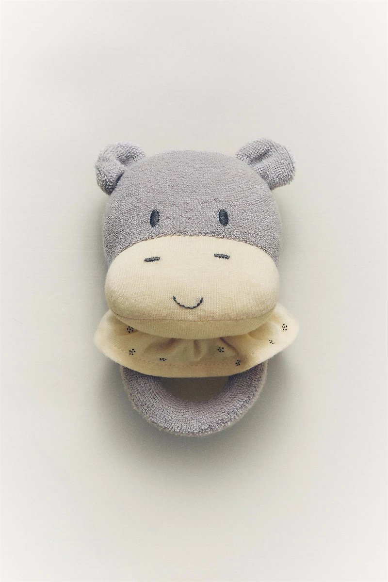 CHILDREN'S HIPPOPOTAMUS PLUSH TOY RATTLE
