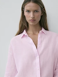 Flowing pinstriped 100% linen shirt