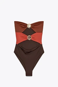 SPIRAL PIECE BANDEAU SWIMSUIT