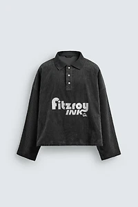 POLO EN VELOURS CÔTELÉ BRODÉ