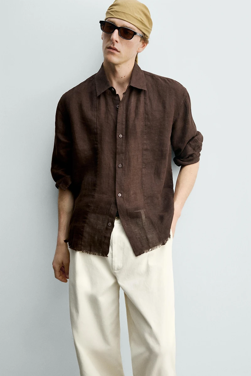 100% LINEN SEMI-SHEER SHIRT