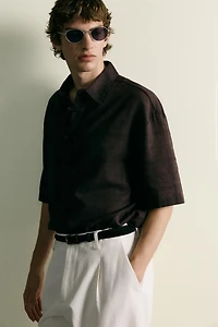 LINEN COTTON BLEND POLO SHIRT