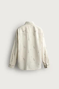 EMBROIDERED COTTON-LINEN RELAXED FIT SHIRT