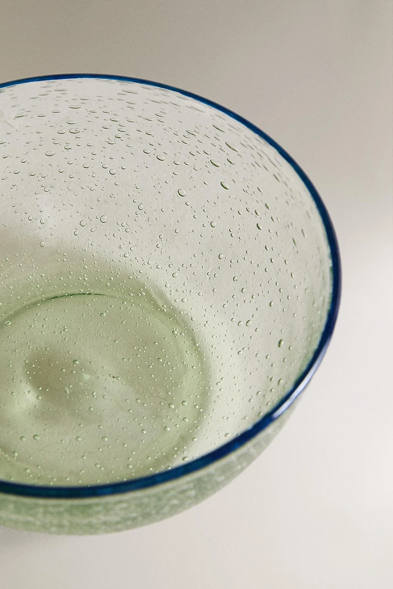 BUBBLE GLASS BOWL WITH RIM