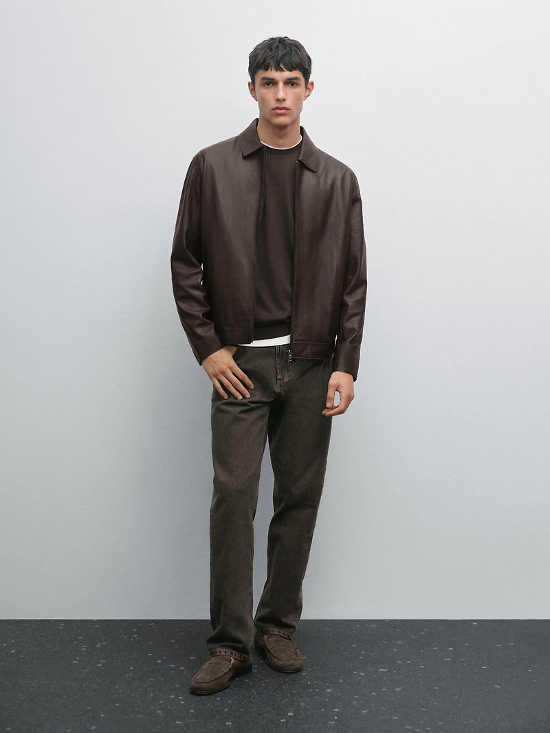 Cowhide nappa leather jacket