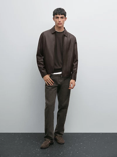 Cowhide nappa leather jacket