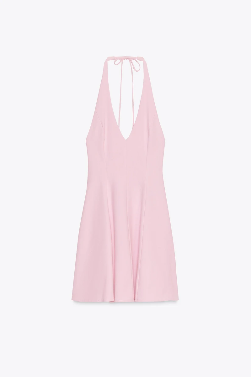 HALTER GODET SHORT DRESS