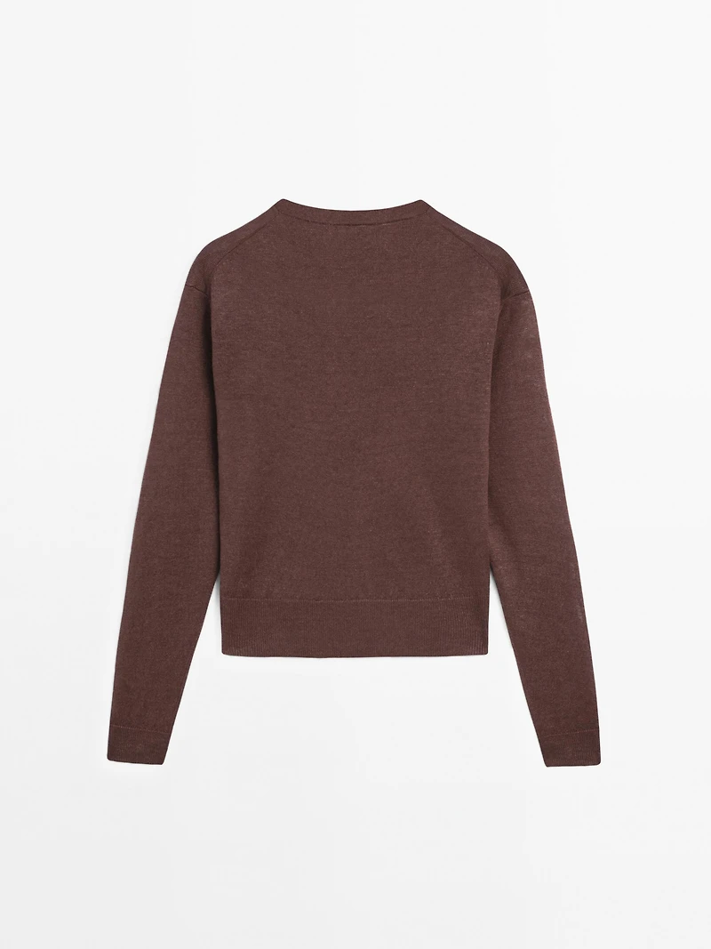 100% linen knit crew neck sweater