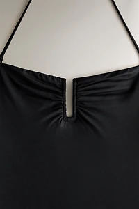 RUFFLED NECKLINE BEACH SWIMSUIT