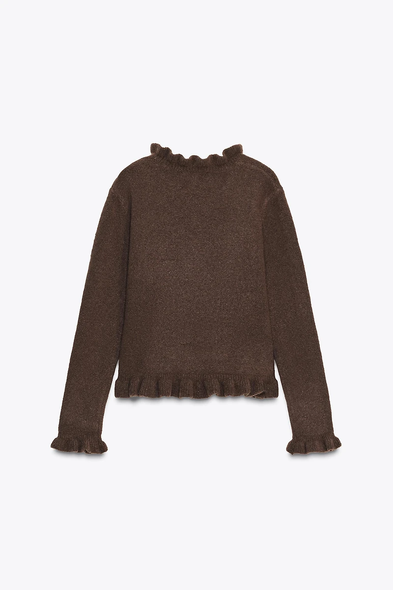 RUFFLED KNIT SWEATER
