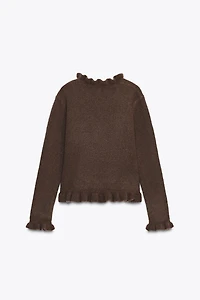 RUFFLED KNIT SWEATER
