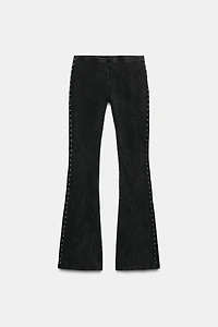 WASHED FLARE PANTS WITH STUDS