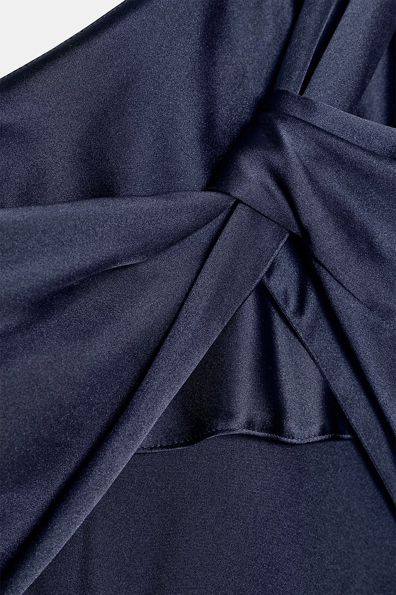ASYMMETRIC SATIN MIDI DRESS