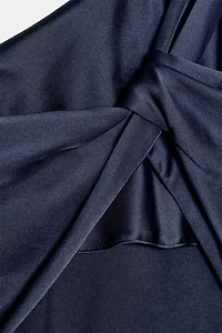 ASYMMETRIC SATIN MIDI DRESS