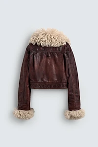 LEATHER JACKET WITH CONTRAST SHEEPSKIN HARRY LAMBERT FOR ZARA X DISNEY