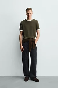 BASIC CONTRAST RIB T-SHIRT