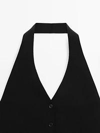Knit halter neck waistcoat