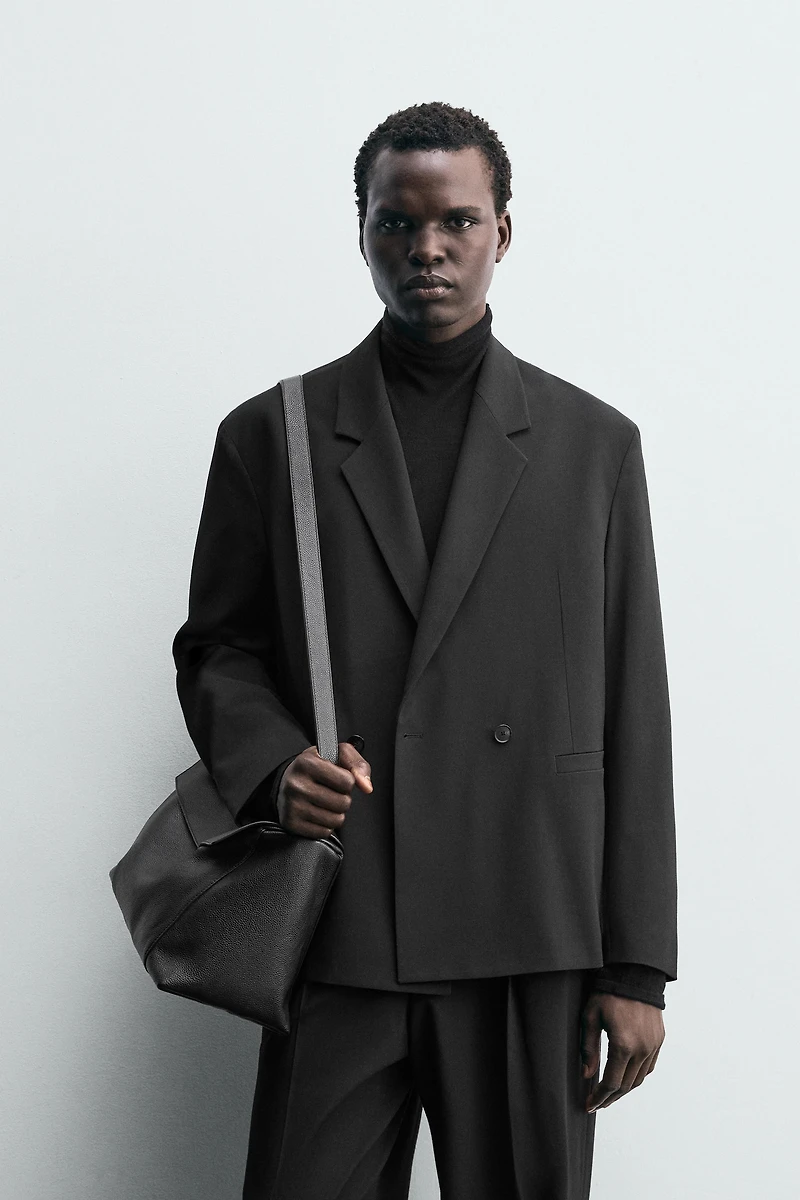 WOOL BLEND DOUBLE-BREASTED SUIT JACKET